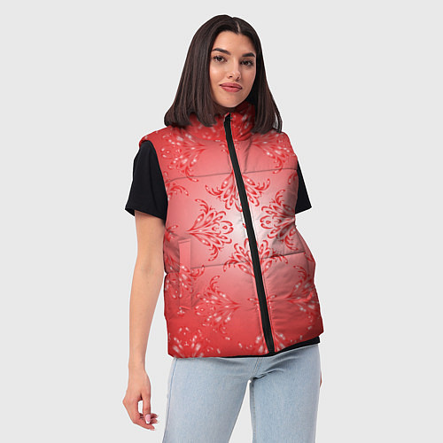 Женский жилет Красный симметричный узор / 3D-Красный – фото 3