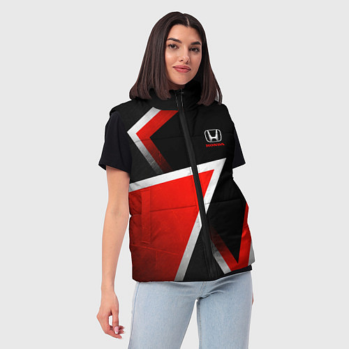 Женский жилет Honda - красные треугольники / 3D-Черный – фото 3