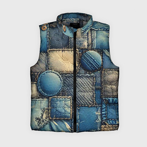 Женский жилет Denim patchwork - ai art / 3D-Светло-серый – фото 1