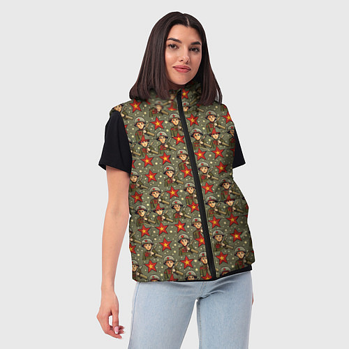 Женский жилет 9 мая солдаты паттерн / 3D-Черный – фото 3