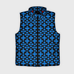 Женский жилет Синие четырёхлистники на чёрном фоне