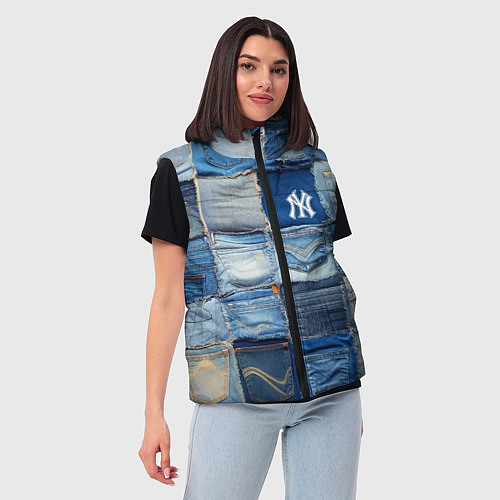 Женский жилет Patchwork - New York yankees baseball team / 3D-Черный – фото 3