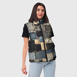Женский жилет Заплатки пэчворк на джинсе, цвет: 3D-черный — фото 2