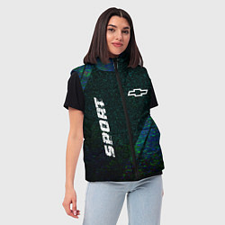 Женский жилет Chevrolet sport glitch blue, цвет: 3D-черный — фото 2