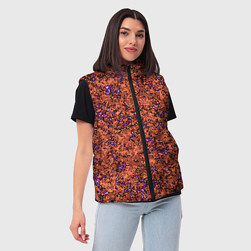 Женский жилет Яркий красно-коричневый со фиолетовым свечением / 3D-Светло-серый – фото 3