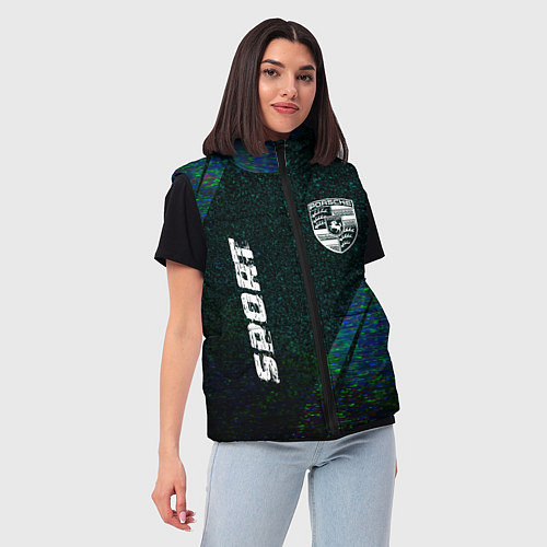 Женский жилет Porsche sport glitch blue / 3D-Черный – фото 3