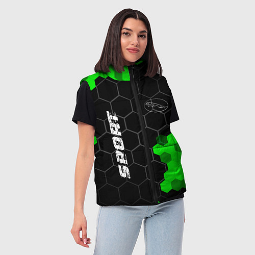 Женский жилет Jaguar green sport hexagon / 3D-Черный – фото 3