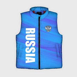 Женский жилет Россия - синие волны, цвет: 3D-красный