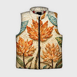 Женский жилет Мозаика осенняя листва в теплых тонах, цвет: 3D-красный