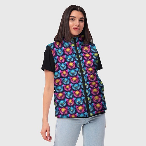 Женский жилет Furry color anime animal faces / 3D-Красный – фото 3