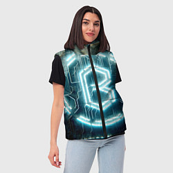 Женский жилет Неоновая вывеска - свечение, цвет: 3D-черный — фото 2