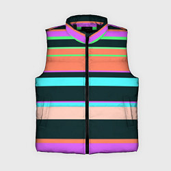 Женский жилет Цветные разные полосы, цвет: 3D-черный