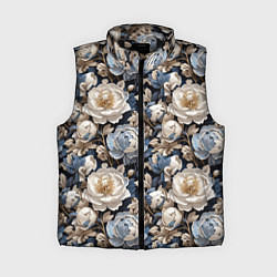 Женский жилет Нежные голубые и белые пионы