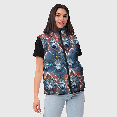 Женский жилет Волчки эпичный паттерн / 3D-Черный – фото 3