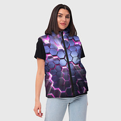 Женский жилет Плиты с сиреневым неоновым свечением, цвет: 3D-красный — фото 2