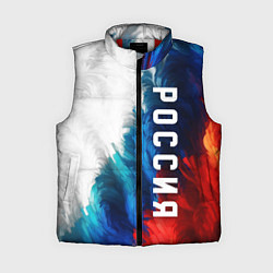 Женский жилет Россия триколор флаг, цвет: 3D-красный