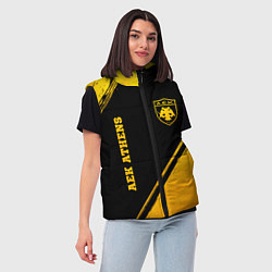 Женский жилет AEK Athens - gold gradient вертикально, цвет: 3D-черный — фото 2