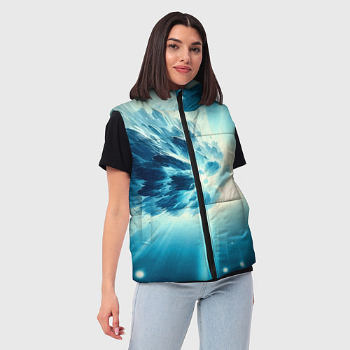 Женский жилет Неоновая комета - нейросеть / 3D-Черный – фото 3