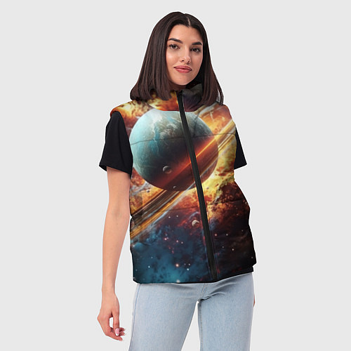 Женский жилет Большая планета / 3D-Красный – фото 3