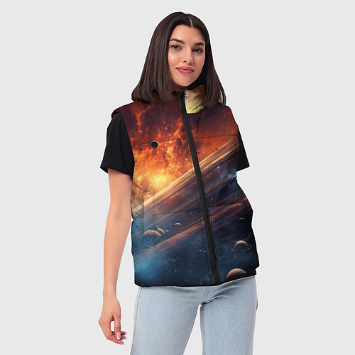 Женский жилет Млечный путь космос / 3D-Красный – фото 3