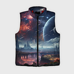 Женский жилет Фантастическая планета внутри космоса, цвет: 3D-красный