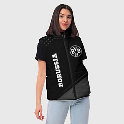 Женский жилет Borussia sport на темном фоне вертикально, цвет: 3D-черный — фото 2