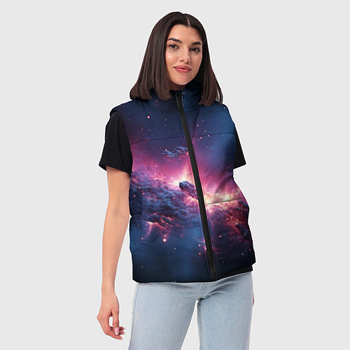 Женский жилет Взрыв в космосе / 3D-Светло-серый – фото 3