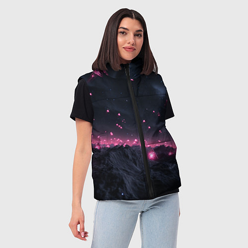 Женский жилет Яркие пирамидки в космосе / 3D-Черный – фото 3