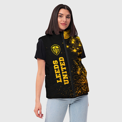 Женский жилет Leeds United - gold gradient по-вертикали / 3D-Черный – фото 3