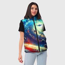 Женский жилет Полёт к далёкой галактике - нейросеть, цвет: 3D-светло-серый — фото 2