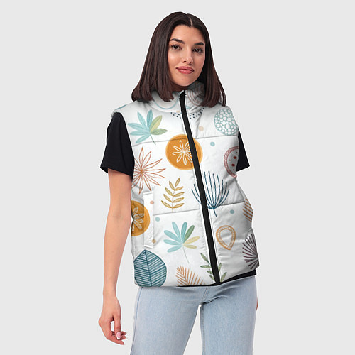 Женский жилет Листья и узоры / 3D-Черный – фото 3