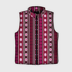 Женский жилет Темно-розовый вертикальный этнический узор, цвет: 3D-черный