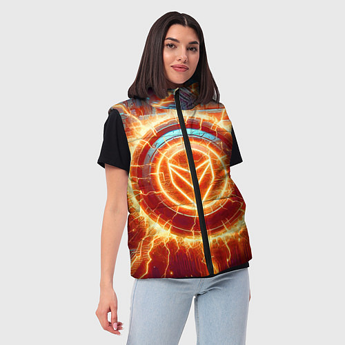Женский жилет Наэлектризованная кибер поверхность - нейросеть / 3D-Светло-серый – фото 3