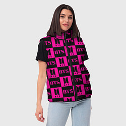 Женский жилет BTS pattern pink logo, цвет: 3D-черный — фото 2