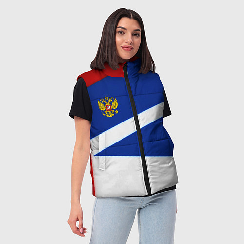 Женский жилет Россия спортивная коллекция геометрия / 3D-Черный – фото 3
