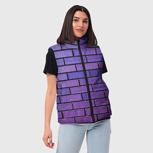 Женский жилет Кирпичная стена фиолетовый паттерн / 3D-Красный – фото 3