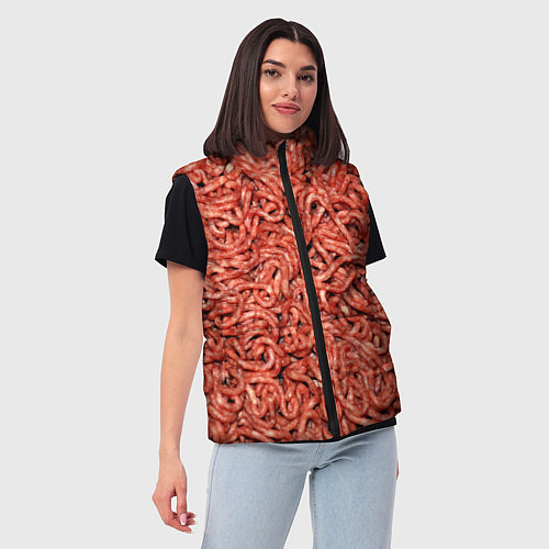 Женский жилет Мясной фарш текстура / 3D-Красный – фото 3
