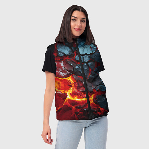 Женский жилет Темная огненная плитка / 3D-Черный – фото 3