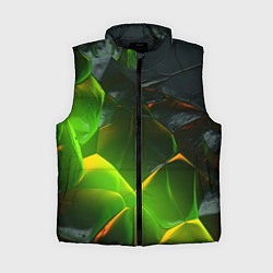 Женский жилет Зеленая абстрактная неоновая текстура, цвет: 3D-черный