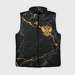 Женский жилет Золотой герб России на черно-золотой текстуре, цвет: 3D-красный