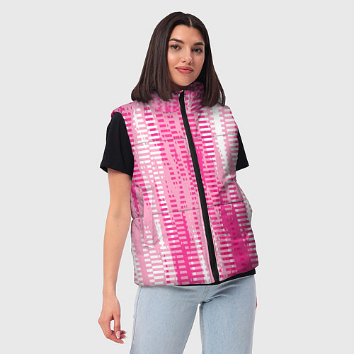 Женский жилет Бело-розовый полосатый / 3D-Светло-серый – фото 3