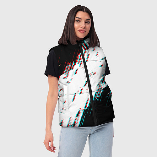 Женский жилет Glitch effect / 3D-Черный – фото 3