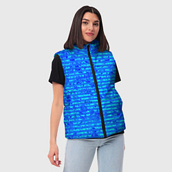Женский жилет Яркий голубой абстрактный полосатый, цвет: 3D-светло-серый — фото 2