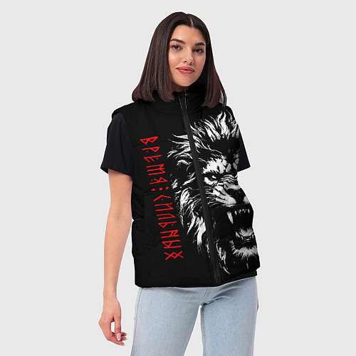 Женский жилет Лев - время сильных / 3D-Красный – фото 3