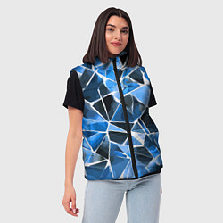 Женский жилет Чёрно-синяя абстракция и белые полосы, цвет: 3D-черный — фото 2
