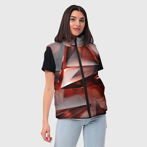 Женский жилет Рубиновые пирамидки / 3D-Черный – фото 3