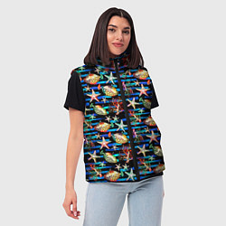 Женский жилет Морская жизнь под водой паттерн, цвет: 3D-черный — фото 2