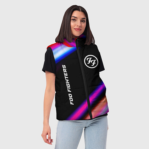 Женский жилет Foo Fighters neon rock lights / 3D-Черный – фото 3