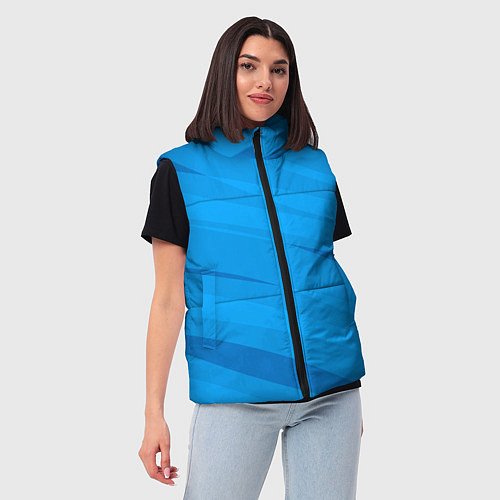 Женский жилет Насыщенный голубой полосами / 3D-Черный – фото 3