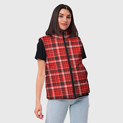 Женский жилет Красный клетчатый узор, цвет: 3D-черный — фото 2